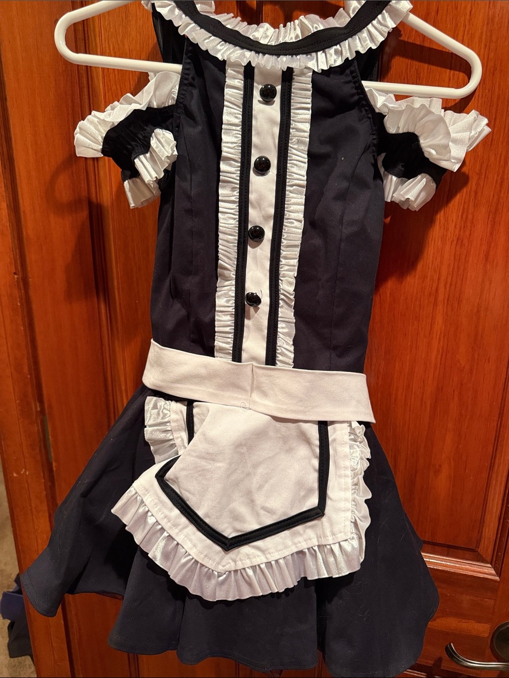Weissman Black and White Maid Dress with Ruffle Apron